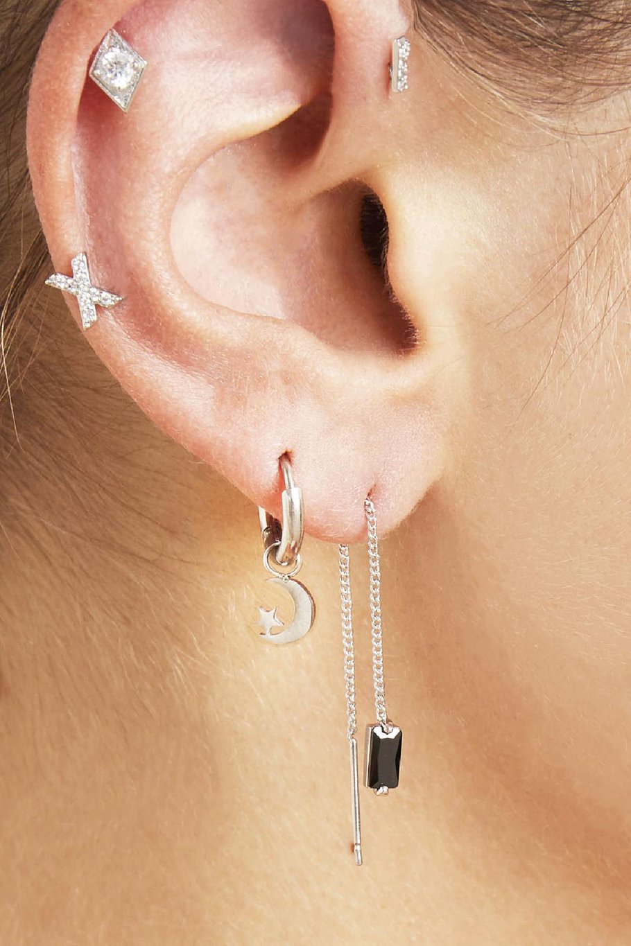 Earrings The Moon Silver Color Stainless Steel Picture2